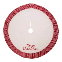 Christmas Tree Decorations Glitzhome 48 In. D White Fleece Christmas Tree Skirt – Merry Christmas