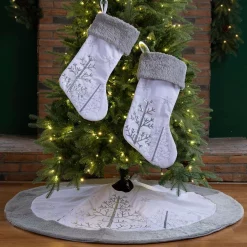 Christmas Tree Decorations Glitzhome 48 In. Tree Skirt And 21 In. H Stocking (Set Of 3 White Fleece Christmas Decorations) -Christmas Lights Sales glitzhome christmas tree skirts collars 2004700088 31 1000