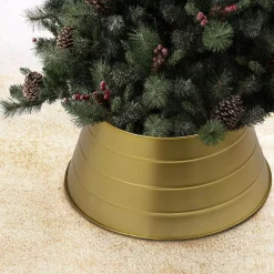 Christmas Tree Decorations Glitzhome 22 In. Dia Painted Gold Metal Tree Collar -Christmas Lights Sales glitzhome christmas tree skirts collars 2010600002 c3 1000