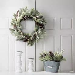 Christmas Greenery Glitzhome 24 In. D Flocked Pinecone And Antler Wreath -Christmas Lights Sales glitzhome christmas wreaths 1115203040 d4 1000