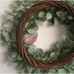 Christmas Greenery Glitzhome 24 In. Green Unlit Seasonal Artificial Christmas Wreath With Eucalyptus -Christmas Lights Sales glitzhome christmas wreaths lkw20209gn 4f 1000
