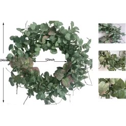 Christmas Greenery Glitzhome 24 In. Green Unlit Seasonal Artificial Christmas Wreath With Eucalyptus -Christmas Lights Sales glitzhome christmas wreaths lkw20209gn fa 1000