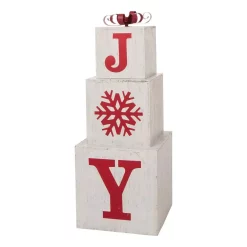 Outdoor Christmas Decorations Glitzhome 31.89 In. H Wooden Block Wording Porch Sign – JOY