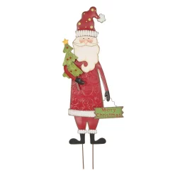 Outdoor Christmas Decorations Glitzhome 36 In. H Iron Santa Yard Stake