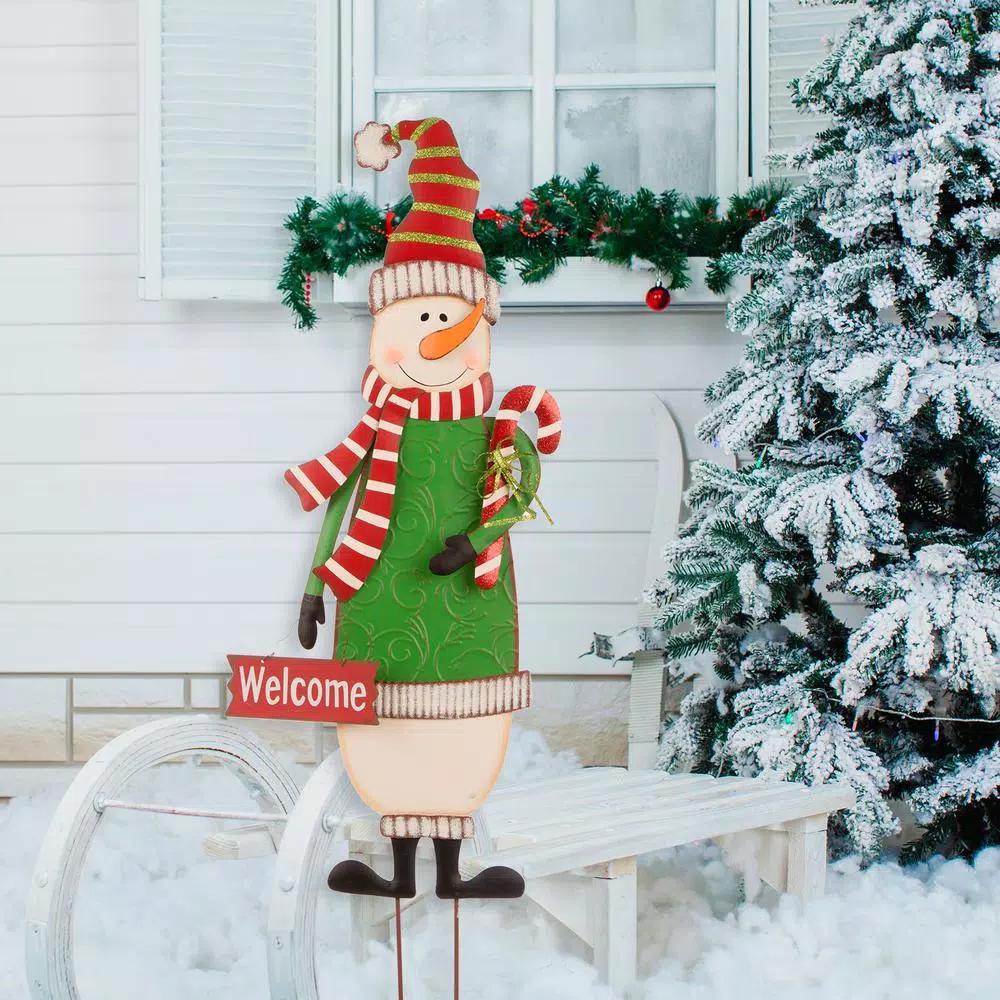 Outdoor Christmas Decorations Glitzhome 3 Ft. Metal Snowman Yard Stake Or Standing Decor Or Wall Decor (KD, 3-Function) 4 Outdoor Christmas Decorations Glitzhome 3 Ft. Metal Snowman Yard Stake Or Standing Decor Or Wall Decor (KD, 3-Function) - Image 2