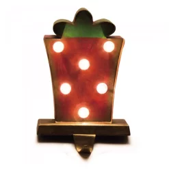 Indoor Christmas Decorations Glitzhome 8.48 In. H Marquee LED Gift Box Stocking Holder