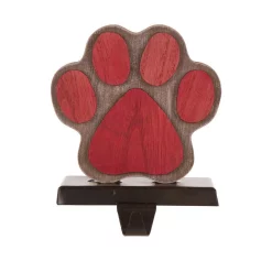 Indoor Christmas Decorations Glitzhome 6.30 In. H Wooden/Metal Paw Stocking Holder