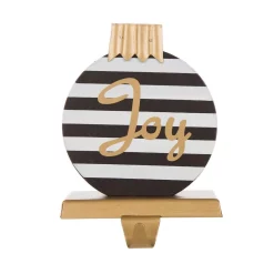 Indoor Christmas Decorations Glitzhome 6.89 In. H Wooden/Metal Striped Ornament Stocking Holder
