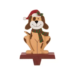 Indoor Christmas Decorations Glitzhome 7.76 In. H Wooden Metal Christmas Stocking Holder Dog