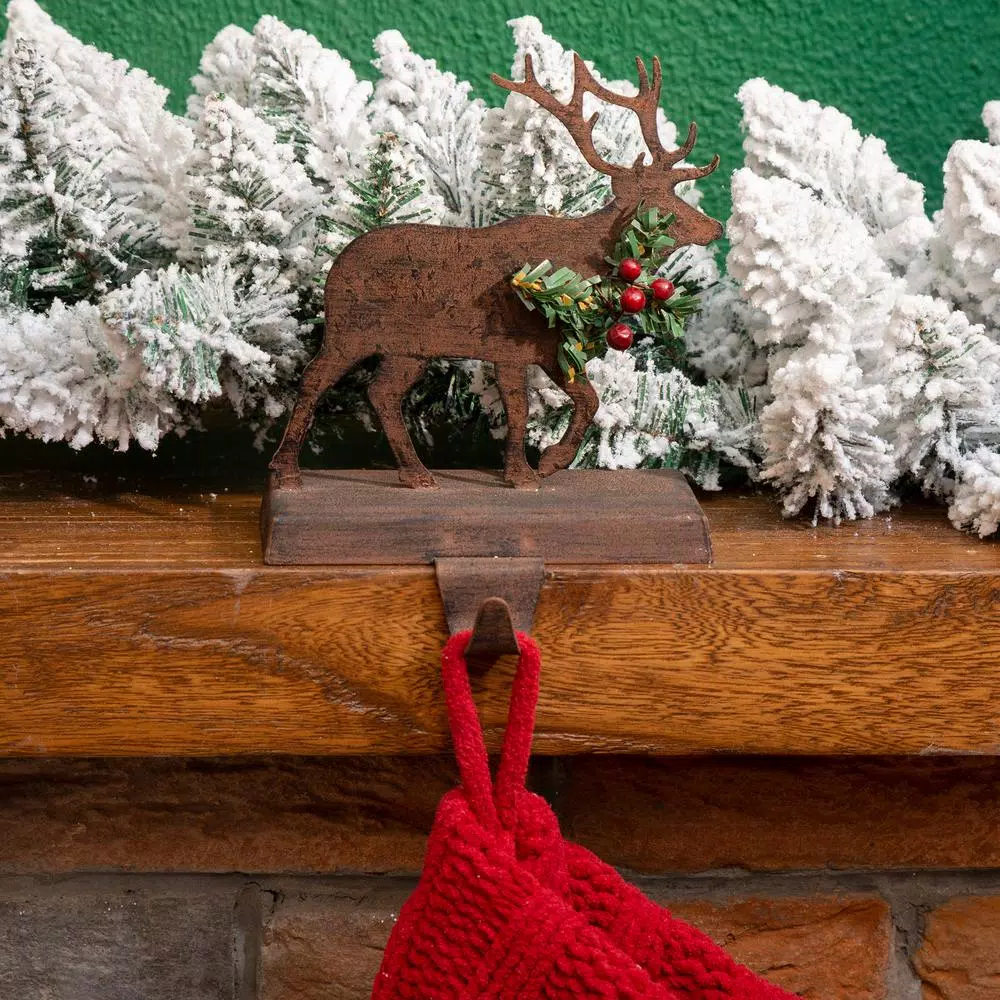 Indoor Christmas Decorations Glitzhome 6.50 In. H Wooden/Metal Reindeer Stocking Holder 7 Indoor Christmas Decorations Glitzhome 6.50 In. H Wooden/Metal Reindeer Stocking Holder - Image 5