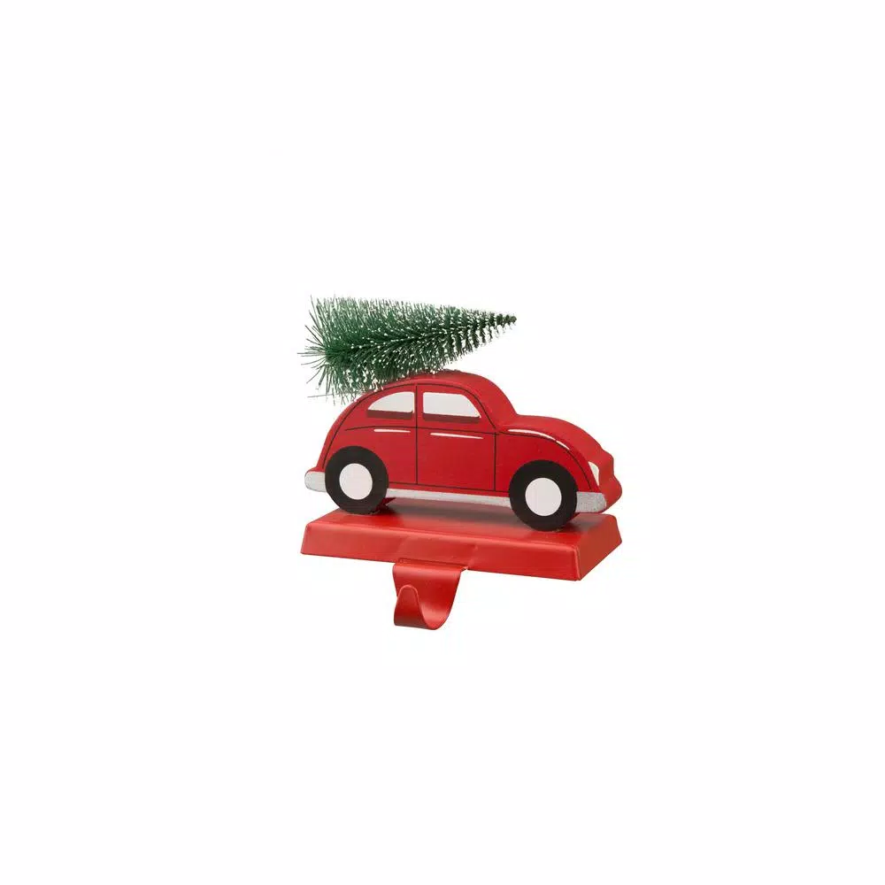 Indoor Christmas Decorations Glitzhome 5.31 In. H Wooden/Metal Red Car Stocking Holder 4 Indoor Christmas Decorations Glitzhome 5.31 In. H Wooden/Metal Red Car Stocking Holder - Image 2