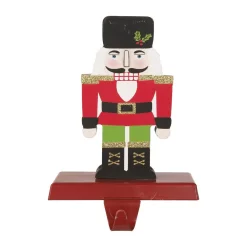 Indoor Christmas Decorations Glitzhome 7.00 In. H Wooden/Metal Nutcracker Stocking Holder
