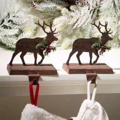 Indoor Christmas Decorations Glitzhome Wooden/Metal Reindeer Stocking Holder (2-Pack) -Christmas Lights Sales glitzhome stocking holders 2005000002 31 1000