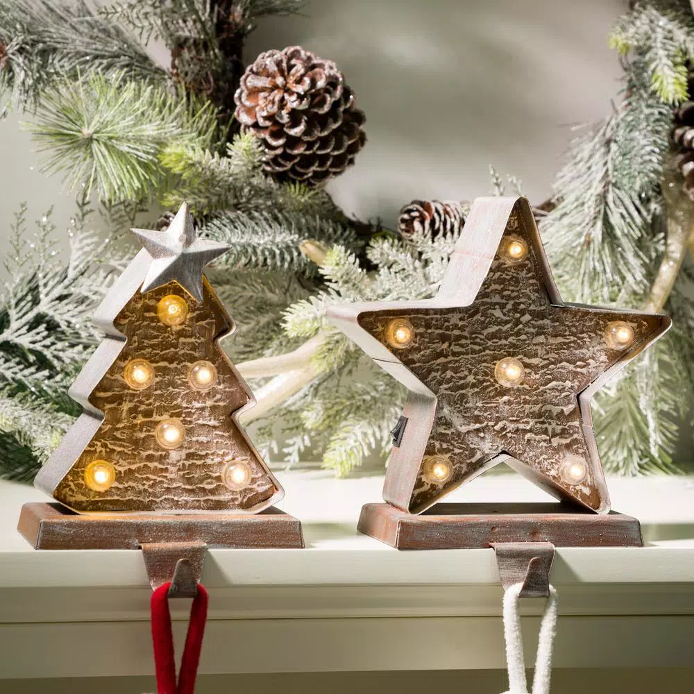Indoor Christmas Decorations Glitzhome Marquee LED Wooden/Metal Christmas Tree And Star Stocking Holder (Set Of 2) 7 Indoor Christmas Decorations Glitzhome Marquee LED Wooden/Metal Christmas Tree And Star Stocking Holder (Set Of 2) - Image 5