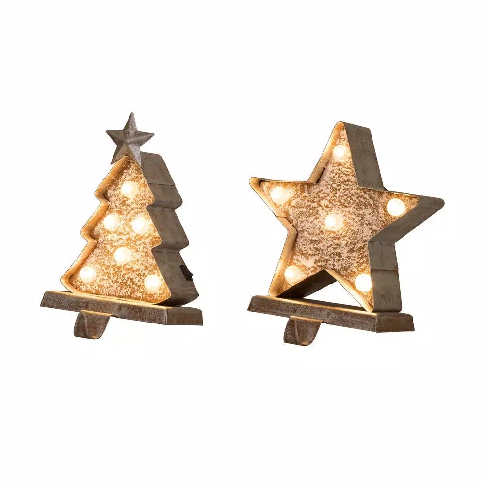 Indoor Christmas Decorations Glitzhome Marquee LED Wooden/Metal Christmas Tree And Star Stocking Holder (Set Of 2) 3 Indoor Christmas Decorations Glitzhome Marquee LED Wooden/Metal Christmas Tree And Star Stocking Holder (Set Of 2)