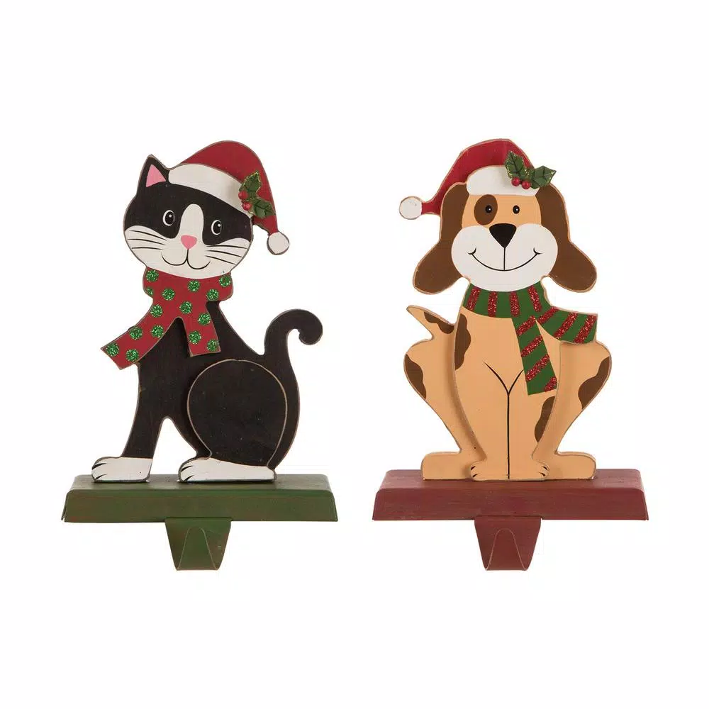 Indoor Christmas Decorations Glitzhome 5.00 In. L X 3.82 In. W X 7.76 In. H Wooden/Metal Cat And Dog Stocking Holder Set Of 2 3 Indoor Christmas Decorations Glitzhome 5.00 In. L X 3.82 In. W X 7.76 In. H Wooden/Metal Cat And Dog Stocking Holder Set Of 2