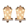 Indoor Christmas Decorations Glitzhome 2-Pack Marquee LED Wooden/Metal Gift Box Stocking Holder