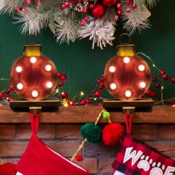 Indoor Christmas Decorations Glitzhome 2-Pack Marquee LED Ornament Stocking Holder -Christmas Lights Sales glitzhome stocking holders 2005000013 31 1000