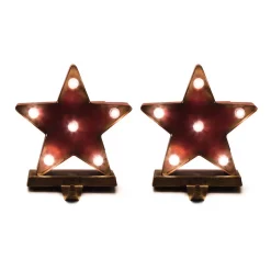 Indoor Christmas Decorations Glitzhome 2-Pack Marquee LED Star Stocking Holder