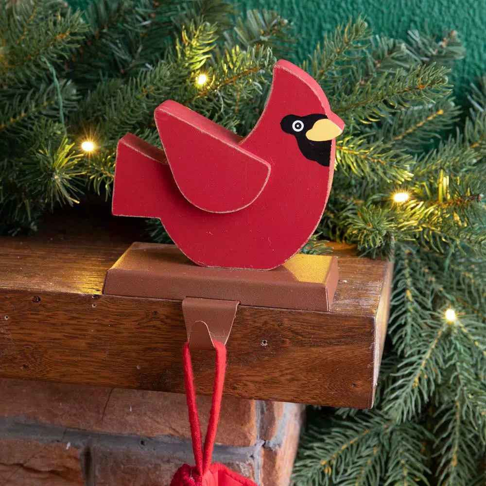 Indoor Christmas Decorations Glitzhome 6.3 In. L Wooden/Metal Cardinal Stocking Holder 7 Indoor Christmas Decorations Glitzhome 6.3 In. L Wooden/Metal Cardinal Stocking Holder - Image 5
