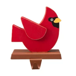 Indoor Christmas Decorations Glitzhome 6.3 In. L Wooden/Metal Cardinal Stocking Holder