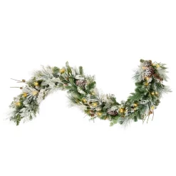 Christmas Greenery Haute Decor 6 Ft. Pre-Lit LED Snowfall Creek Artificial Christmas Garland With Pine Cones -Christmas Lights Sales haute decor christmas garland dcgr7201 4f 1000