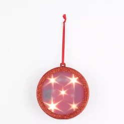Christmas Tree Decorations Haute Decor 4 In. Red Lighted Holographic Ornament (1-Pack)