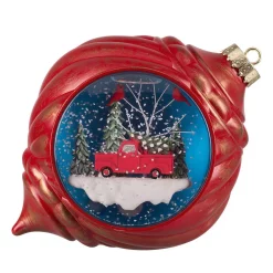 Christmas Tree Decorations Haute Decor Snowburst 5.5 In. Nostalgic Animated Christmas Ornament Snow Globe
