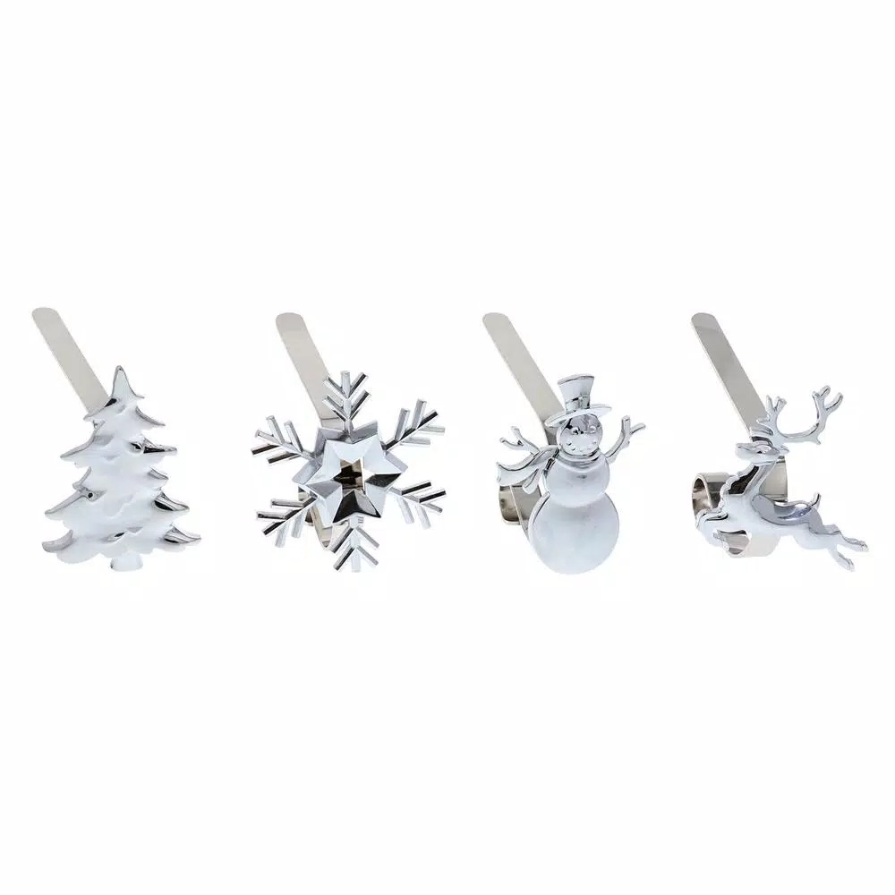 Indoor Christmas Decorations Haute Decor Silver MantleClip Stocking Holder With Assorted Holiday Icons (4-Pack) 3 Indoor Christmas Decorations Haute Decor Silver MantleClip Stocking Holder With Assorted Holiday Icons (4-Pack)