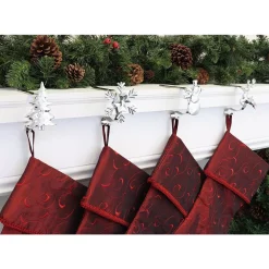 Indoor Christmas Decorations Haute Decor Silver MantleClip Stocking Holder With Assorted Holiday Icons (4-Pack) 5 Indoor Christmas Decorations Haute Decor Silver MantleClip Stocking Holder With Assorted Holiday Icons (4-Pack) -Christmas Lights Sales haute decor stocking holders bta1404 c3 1000