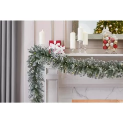 Christmas Greenery Home Accents Holiday 9 Ft Starry Light Battery Operated Flocked Frasier Fir LED Pre-Lit Garland With Timer -Christmas Lights Sales home accents holiday christmas garland 2560130hd 1 40 1000