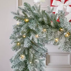 Christmas Greenery Home Accents Holiday 9 Ft Starry Light Battery Operated Flocked Frasier Fir LED Pre-Lit Garland With Timer -Christmas Lights Sales home accents holiday christmas garland 2560130hd 1 66 1000