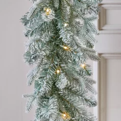 Christmas Greenery Home Accents Holiday 9 Ft Starry Light Battery Operated Flocked Frasier Fir LED Pre-Lit Garland With Timer -Christmas Lights Sales home accents holiday christmas garland 2560130hd 1 77 1000