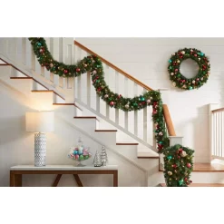Christmas Greenery Home Accents Holiday 9 Ft. Fantasleigh Battery Operated Pre-Lit LED Artificial Christmas Garland -Christmas Lights Sales home accents holiday christmas garland chzh1762030h2 40 1000