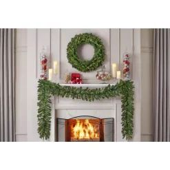 Christmas Greenery Home Accents Holiday 12 Ft. Elegant Battery Operated Noble Fir LED Pre-Lit Christmas Garland With Timer And 70-Micro Dot Light -Christmas Lights Sales home accents holiday christmas garland seyi710009t42 66 1000
