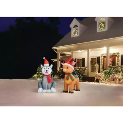 Outdoor Christmas Decorations Home Accents Holiday 3.5 Ft. Pre-Lit Airblown Inflatable Reindeer -Christmas Lights Sales home accents holiday christmas inflatables 11161 1f 1000
