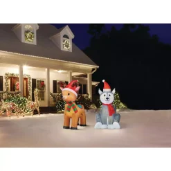 Outdoor Christmas Decorations Home Accents Holiday 3.5 Ft. Pre-Lit Airblown Inflatable Reindeer -Christmas Lights Sales home accents holiday christmas inflatables 11161 4f 1000