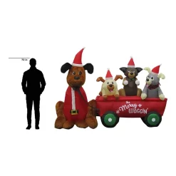 Outdoor Christmas Decorations Home Accents Holiday 7 Ft. W Pre-Lit Life Size Inflatable Wagon With Christmas Puppies Scene -Christmas Lights Sales home accents holiday christmas inflatables 111965 40 1000