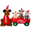 Outdoor Christmas Decorations Home Accents Holiday 7 Ft. W Pre-Lit Life Size Inflatable Wagon With Christmas Puppies Scene -Christmas Lights Sales home accents holiday christmas inflatables 111965 64 1000