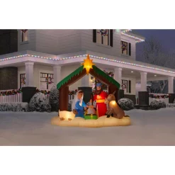 Outdoor Christmas Decorations Home Accents Holiday 6.5 Ft. LED Inflatable Nativity Scene -Christmas Lights Sales home accents holiday christmas inflatables 117598 e1 1000