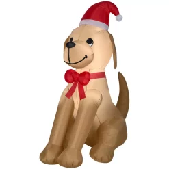 Outdoor Christmas Decorations Home Accents Holiday 6 Ft. Inflatable Golden Retriever With Bow