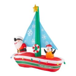 Outdoor Christmas Decorations Home Accents Holiday 7 Ft. Pre-Lit LED Inflatable Santa In Sailboat Scene -Christmas Lights Sales home accents holiday christmas inflatables 37335 40 1000
