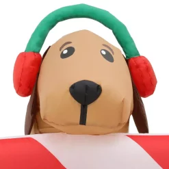 Outdoor Christmas Decorations Home Accents Holiday 8 Ft. W Pre-Lit Giant Airblown Inflatable Christmas Puppies With Candy Cane Scene -Christmas Lights Sales home accents holiday christmas inflatables 39367 1d 1000