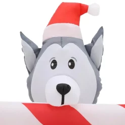 Outdoor Christmas Decorations Home Accents Holiday 8 Ft. W Pre-Lit Giant Airblown Inflatable Christmas Puppies With Candy Cane Scene -Christmas Lights Sales home accents holiday christmas inflatables 39367 66 1000