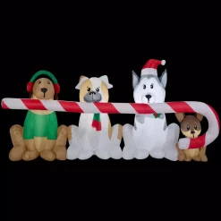 Outdoor Christmas Decorations Home Accents Holiday 8 Ft. W Pre-Lit Giant Airblown Inflatable Christmas Puppies With Candy Cane Scene -Christmas Lights Sales home accents holiday christmas inflatables 39367 c3 1000