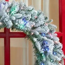 Christmas Greenery Home Accents Holiday 30 In. Starry Light Flocked Pine LED Prelit Wreath With 50-Lights And Timer -Christmas Lights Sales home accents holiday christmas wreaths 2560120hd a0 1000