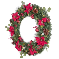 Christmas Greenery Home Accents Holiday 36 In Berry Bliss Battery Operated Mixed Pine LED Pre-Lit Artificial Wreath With Timer -Christmas Lights Sales home accents holiday christmas wreaths chzh3811995th9 a0 1000
