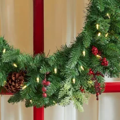 Christmas Greenery Home Accents Holiday 30 In. Winslow Fir Battery Operated Pre-lit Artificial Christmas Wreath With 175 Tips And 50 Warm White Lights -Christmas Lights Sales home accents holiday christmas wreaths gd26p4598l02 a0 1000