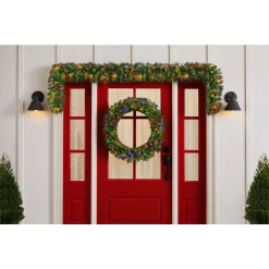 Christmas Greenery Home Accents Holiday 32 In. Norwood Fir Artificial Wreath With Multi-LED Light -Christmas Lights Sales home accents holiday christmas wreaths nf 315 32w b1 40 1000