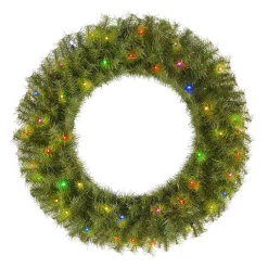 Christmas Greenery Home Accents Holiday 32 In. Norwood Fir Artificial Wreath With Multi-LED Light